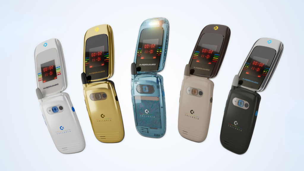 Gestora de clínica estética fecha celular dobrável enquanto observa painel de dados em tela grande